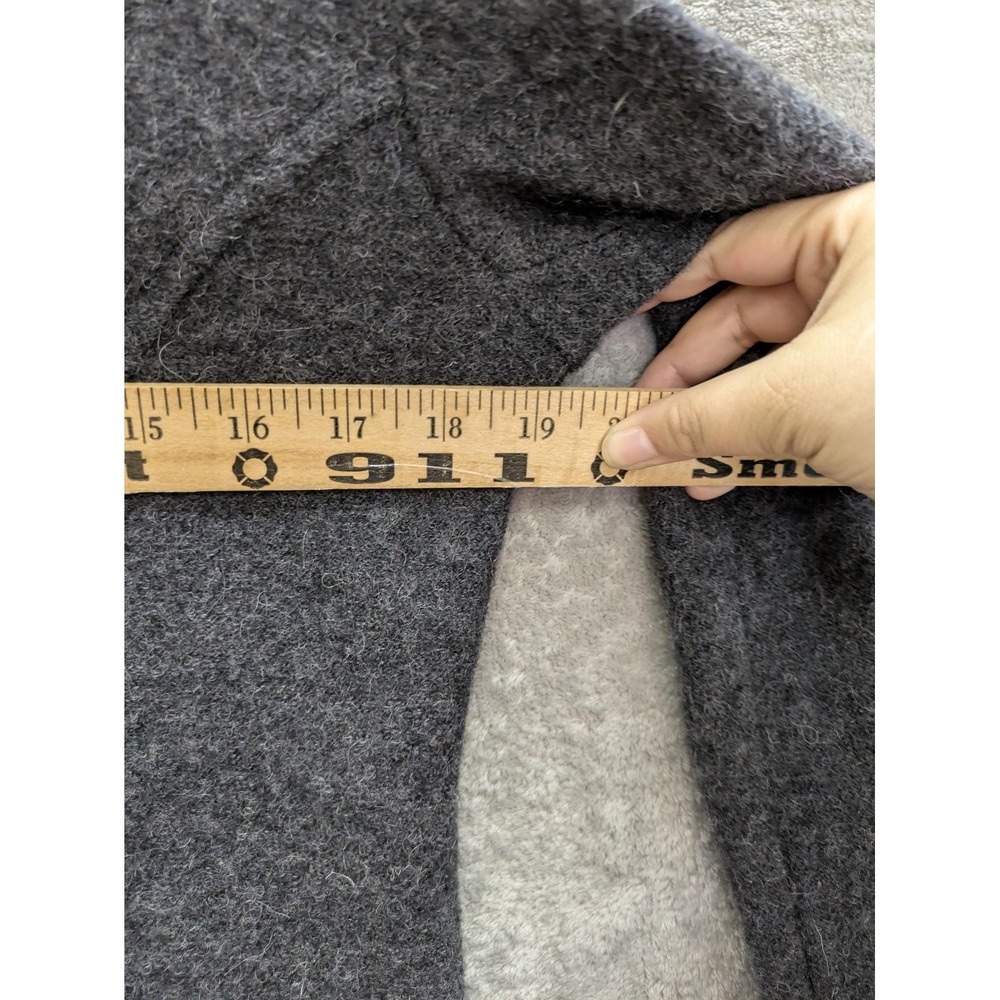 Tweeds Jacket Womens PL Gray Boiled Wool Ruffle Collar Full Zip Knit Short - Picture 5 of 8